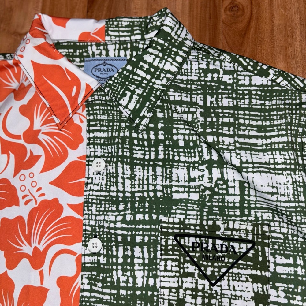 Prada - green/orange/white Printed cotton Shirt